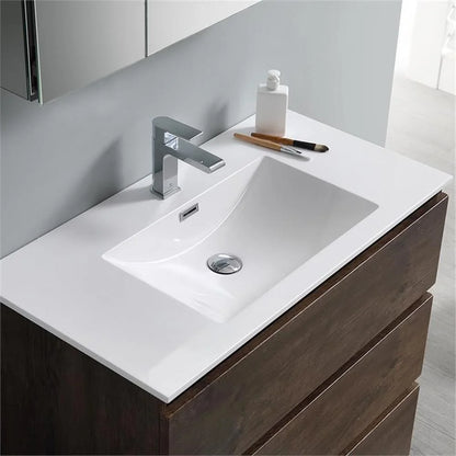 Fresca Lazzaro 36" Rosewood Free Standing Modern Bathroom Cabinet w/Integrated Sink