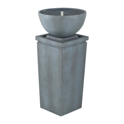 CoSoTower 35.5" Polyresin Gray Zen Bowl Water Fountain, Outdoor Bird Feeder/Bath Fountains, Relaxing Water Feature for Garden Lawn Backyard Porch