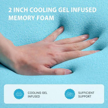 Queen Size Dual Layer 4 Inch Memory Foam Mattress Topper, 2 Inch Gel Memory Foam and 2 Inch Cooling Pillow Top Mattress Pad Cover for Back Pain, Medium Support