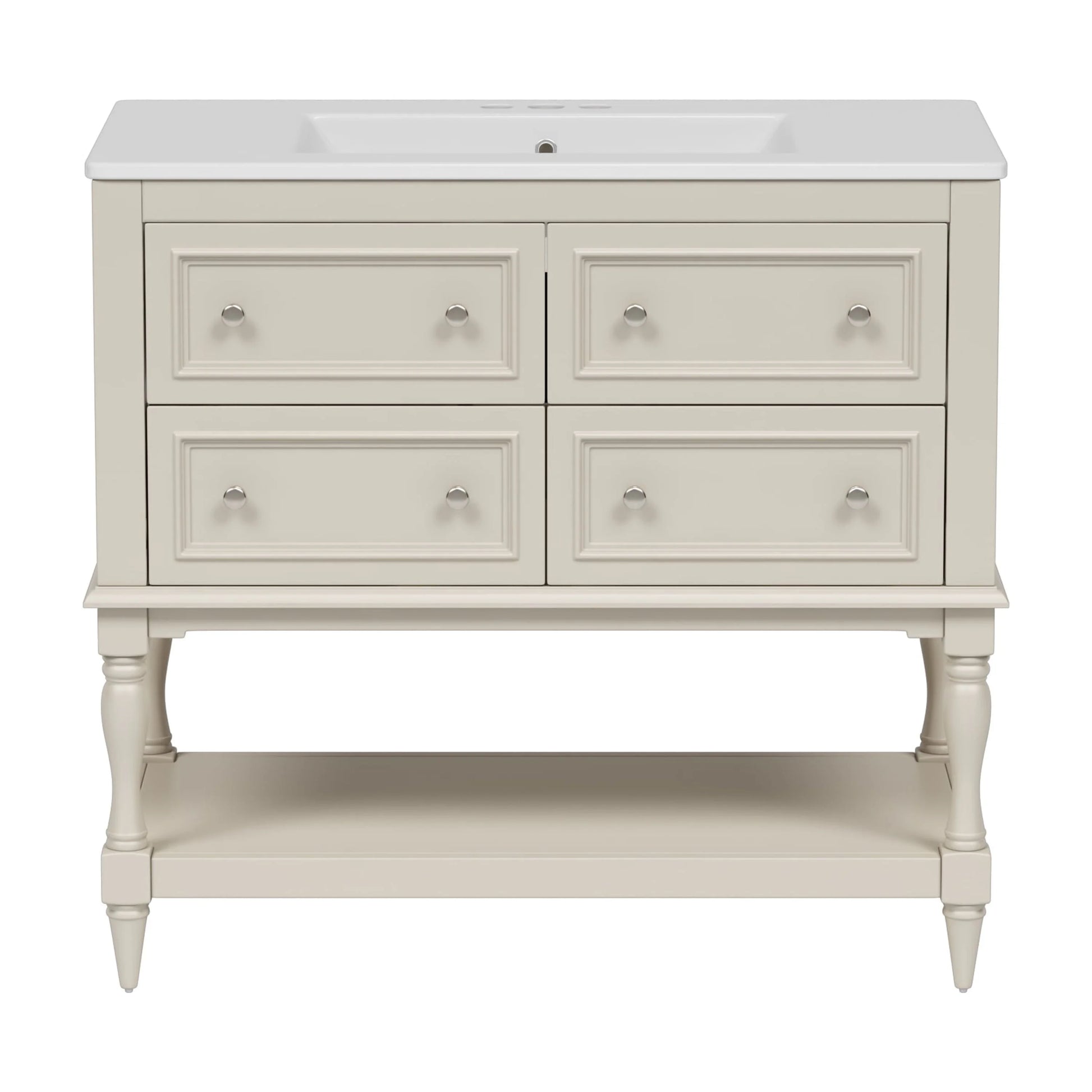Harper & Bright Designs 36" Bathroom Vanity with Sink, Bathroom Storage Cabinet with Drawers, Single Sink Bathroom Vanity, Beige
