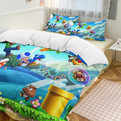 Luigi Super Mario 3 Piece Bedding Sets Decor Comforter Sets With One Duvet Cover Two Pillow Shams