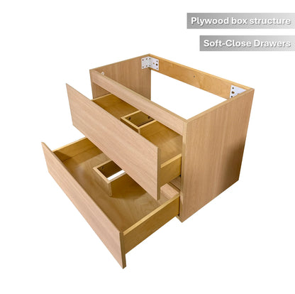 24" Width Wall-Mount Bathroom Vanity Modern Floating Vanity with Soft-Close Drawers, Laminate Doors, Plywood Construction, Cosmo Sand