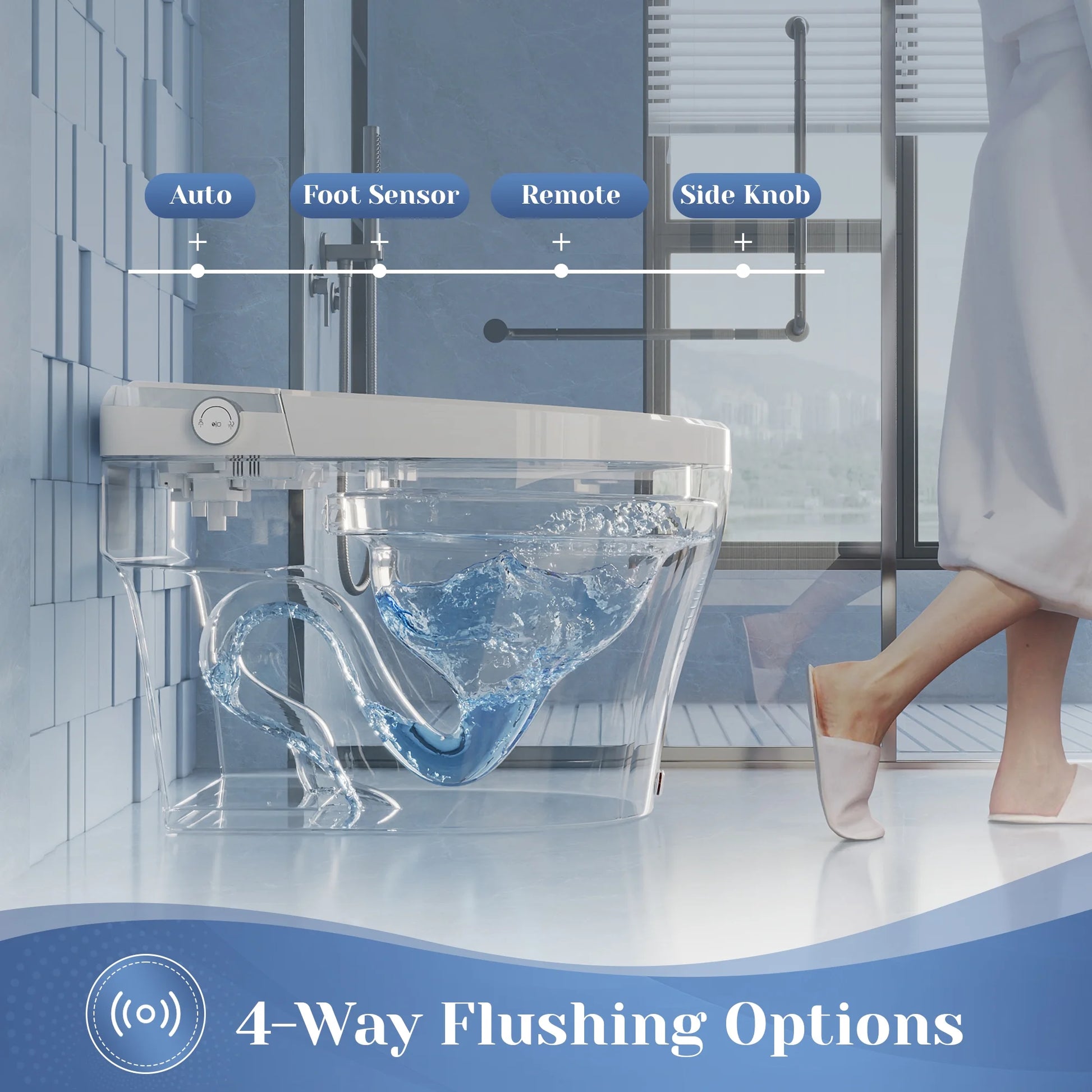 Elongated Bidet Toilet 1.28 GPF in White with Remote, Blackout Flush, Auto Flush, Heated Seat and Warm Air Dryer