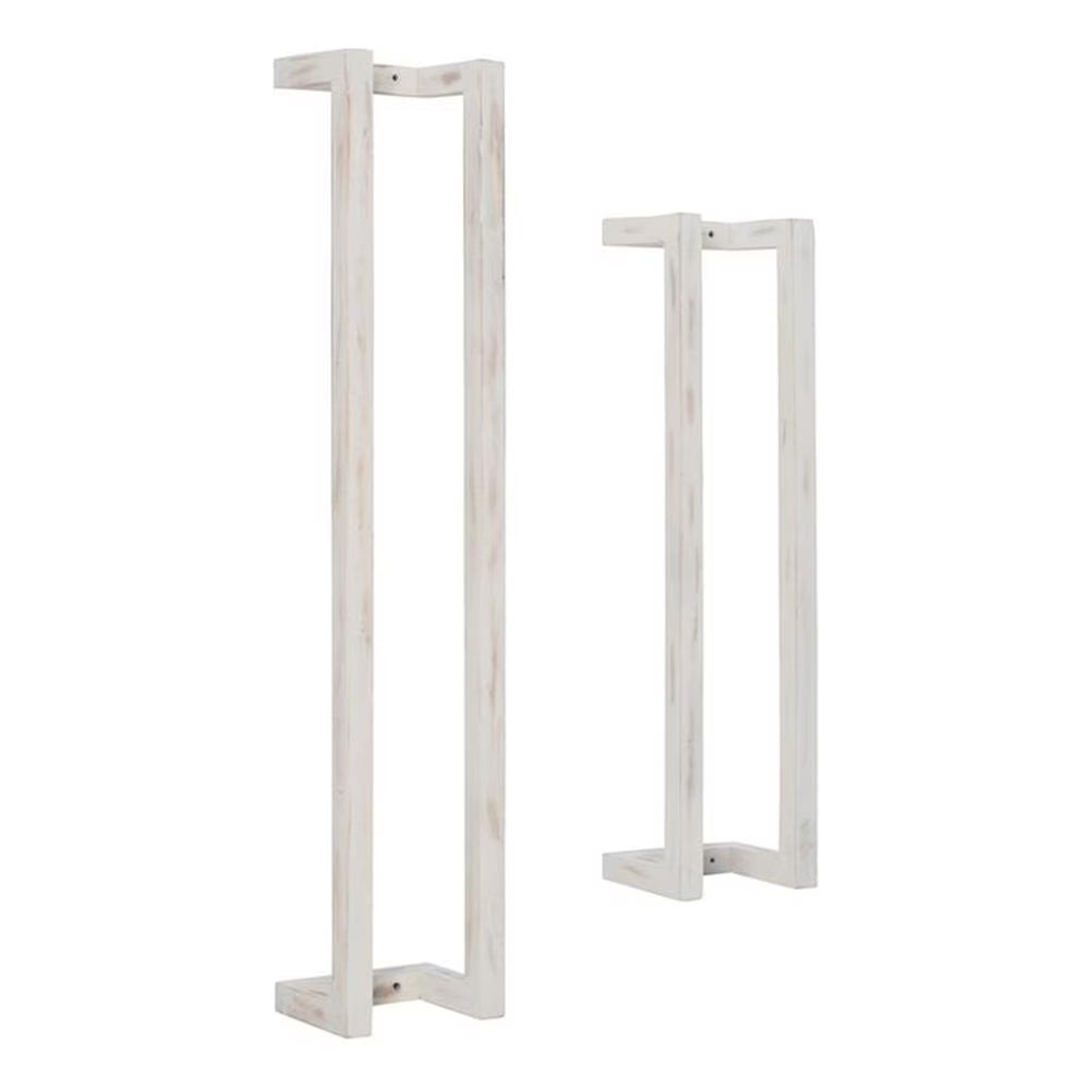 Linon Margot Wood Two Pack Towel Racks in Rustic Whitewash