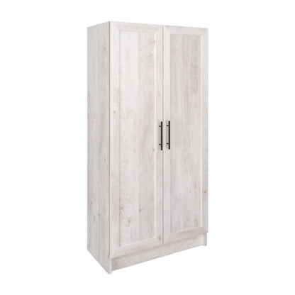Prepac Elite Accent Cabinet with Panel Doors, Black Storage Cabinet, Bathroom Cabinet, Pantry Cabinet with 3 Shelves 16.75" D x 32" W x 65" H, BSCR-1001-1