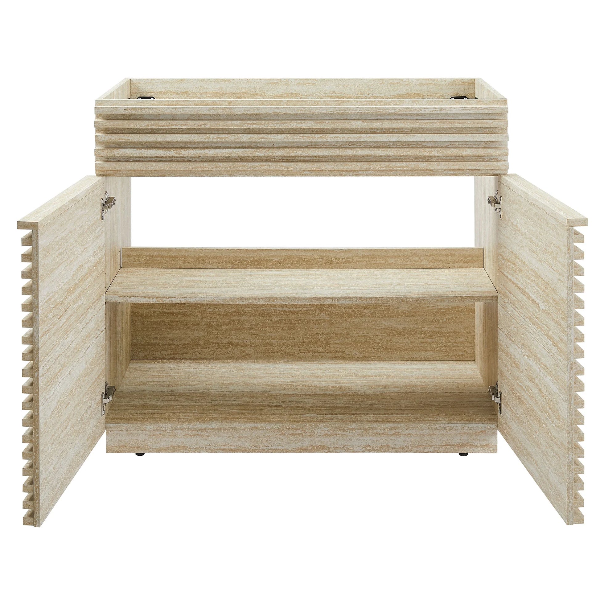 Modway Render 36" Faux Travertine Bathroom Vanity Cabinet (Sink Not Included) in Travertine