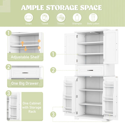Euroco Bathroom Storage Cabinet with Multi-Functional Storage Space, Drawer with Slide Rails, Adjustable Shelf