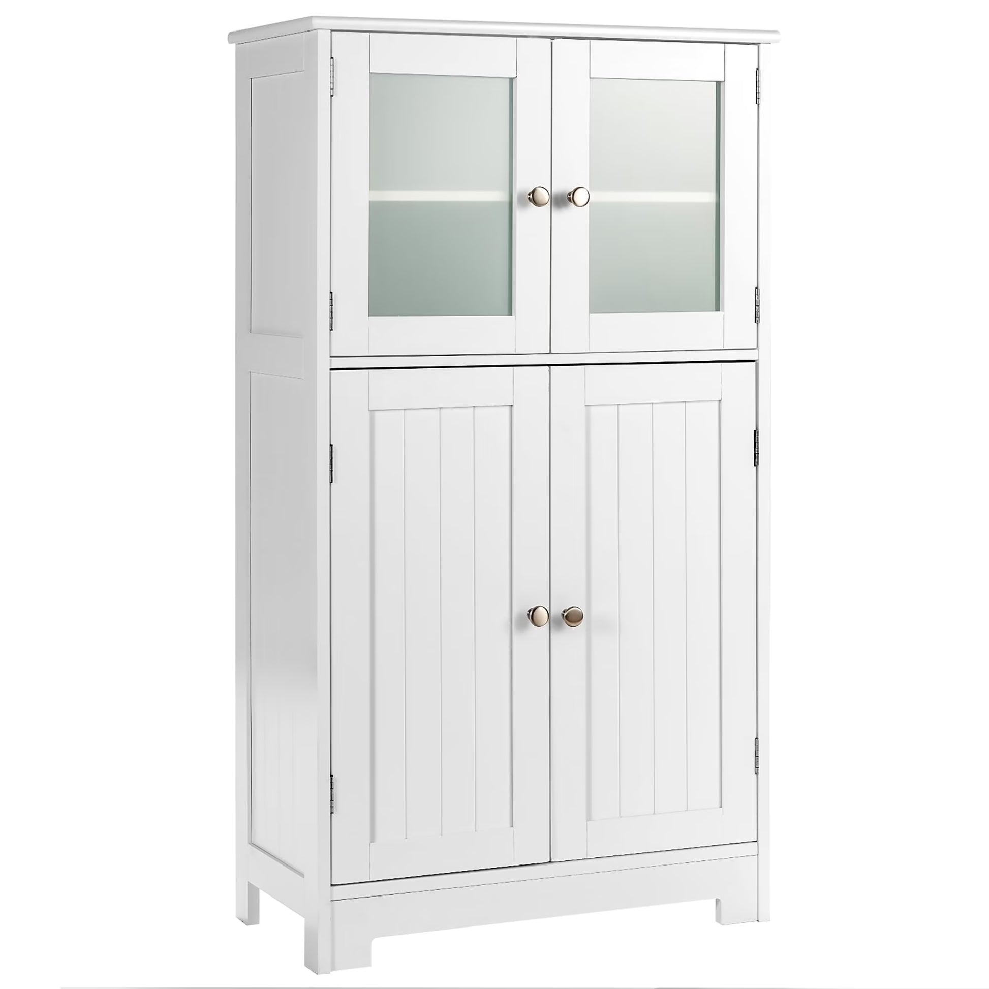 Costway Bathroom Floor Storage Cabinet Kitchen Cupboard w/Doors& Adjustable Shelf Black