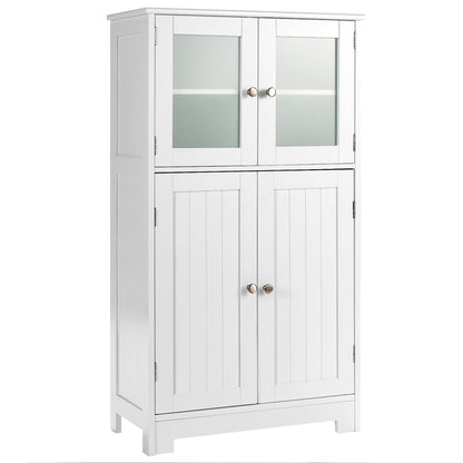 Costway Bathroom Floor Storage Cabinet Kitchen Cupboard w/Doors& Adjustable Shelf Black