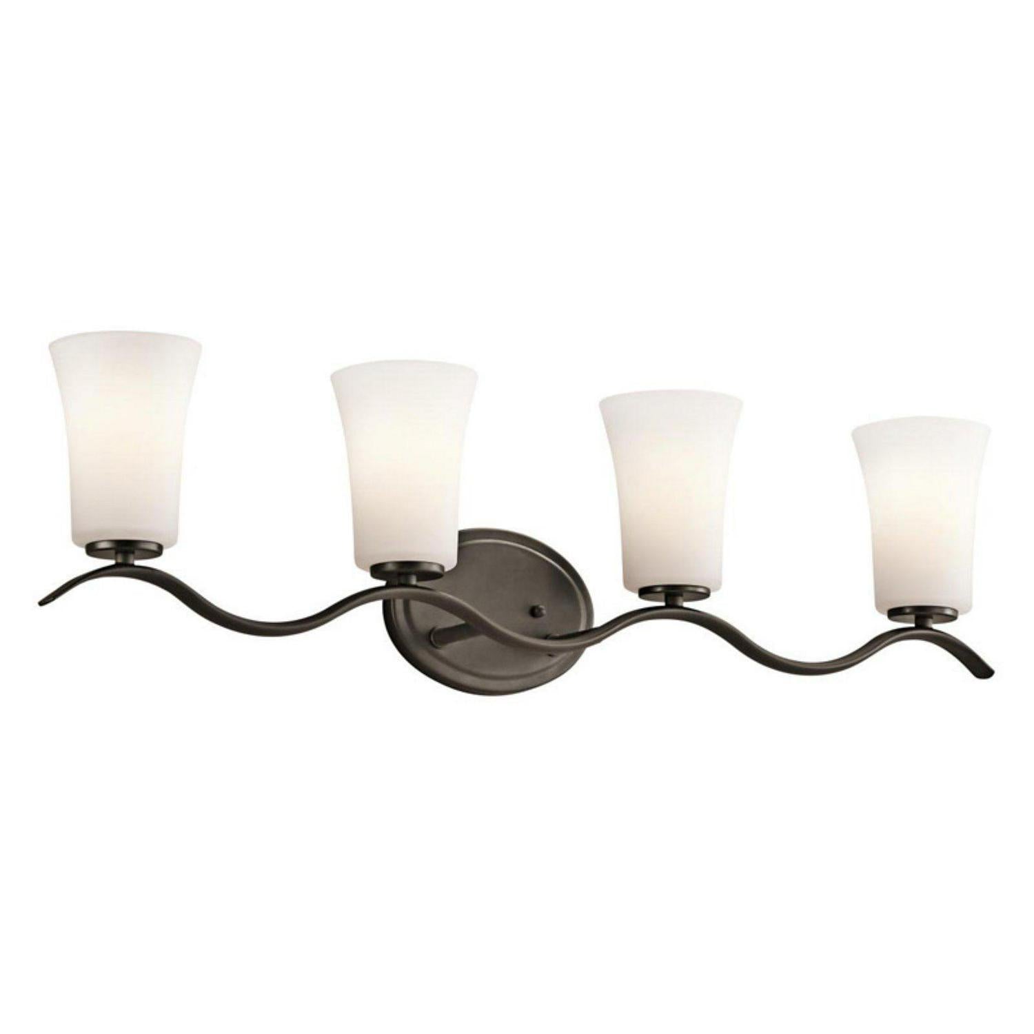 4 Light Bath Vanity Approved For Damp Locations With Transitional Inspirations 32.25 Inches Wide-Brushed Nickel Finish-Incandescent Lamping Type
