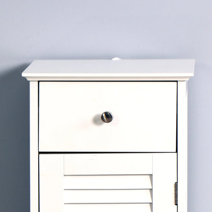 Sesslife Small Bathroom Floor Storage Cabinet, Free Standing Kitchen Cupboard Wooden Cabinet with 1 Door, White