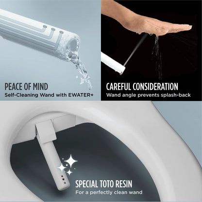 TOTO WASHLET K300 Electronic Bidet Toilet Seat with Instantaneous Water Heating, PREMIST and EWATER+ Wand Cleaning, Elongated, Cotton White - SW3036R#01