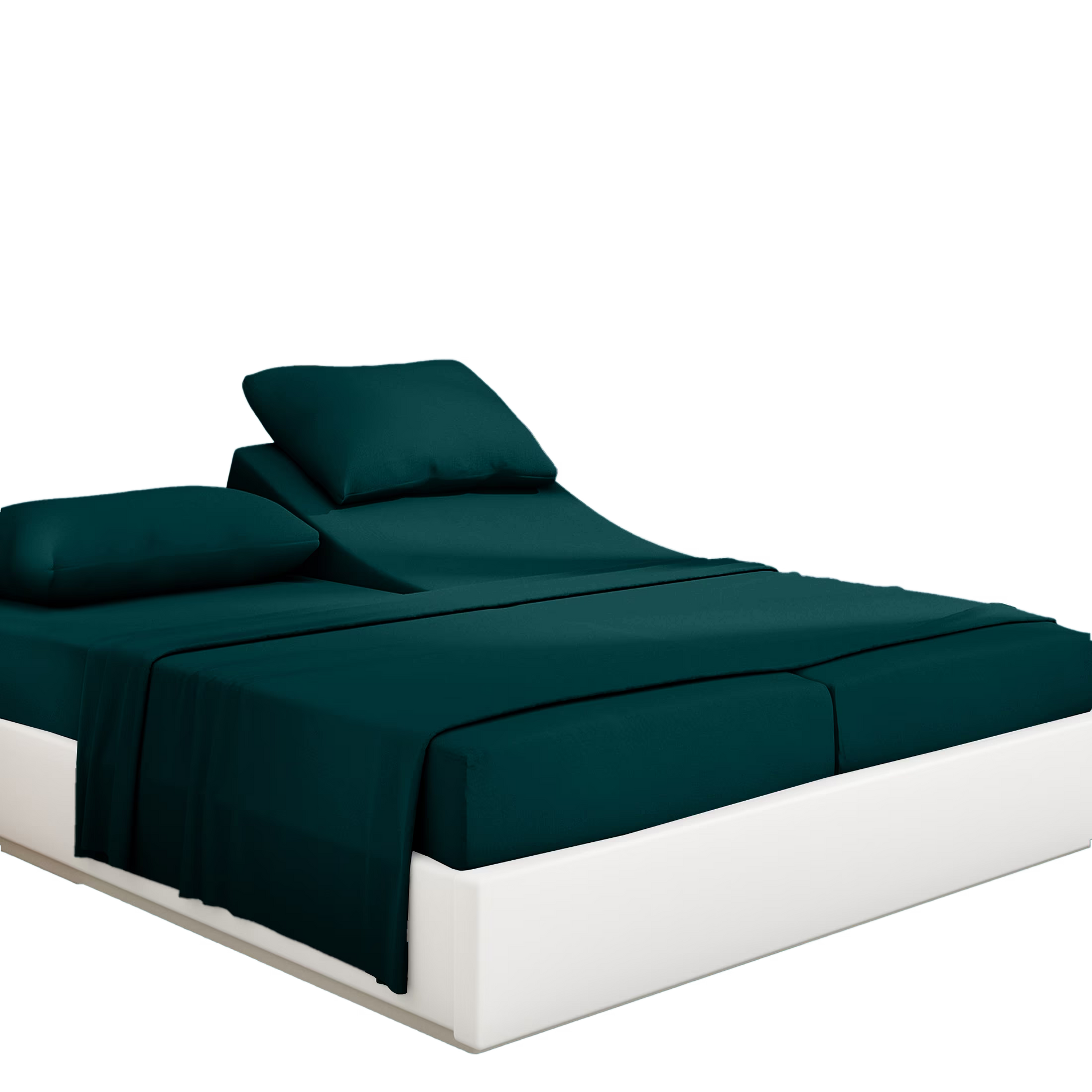 PRATYUX Split Queen 7-PC Bed Sheet Set (4-Pillowcases) 400-Thread Count 100% Egyptian Cotton Soft Breathable, 18" Deep Pockets - Black