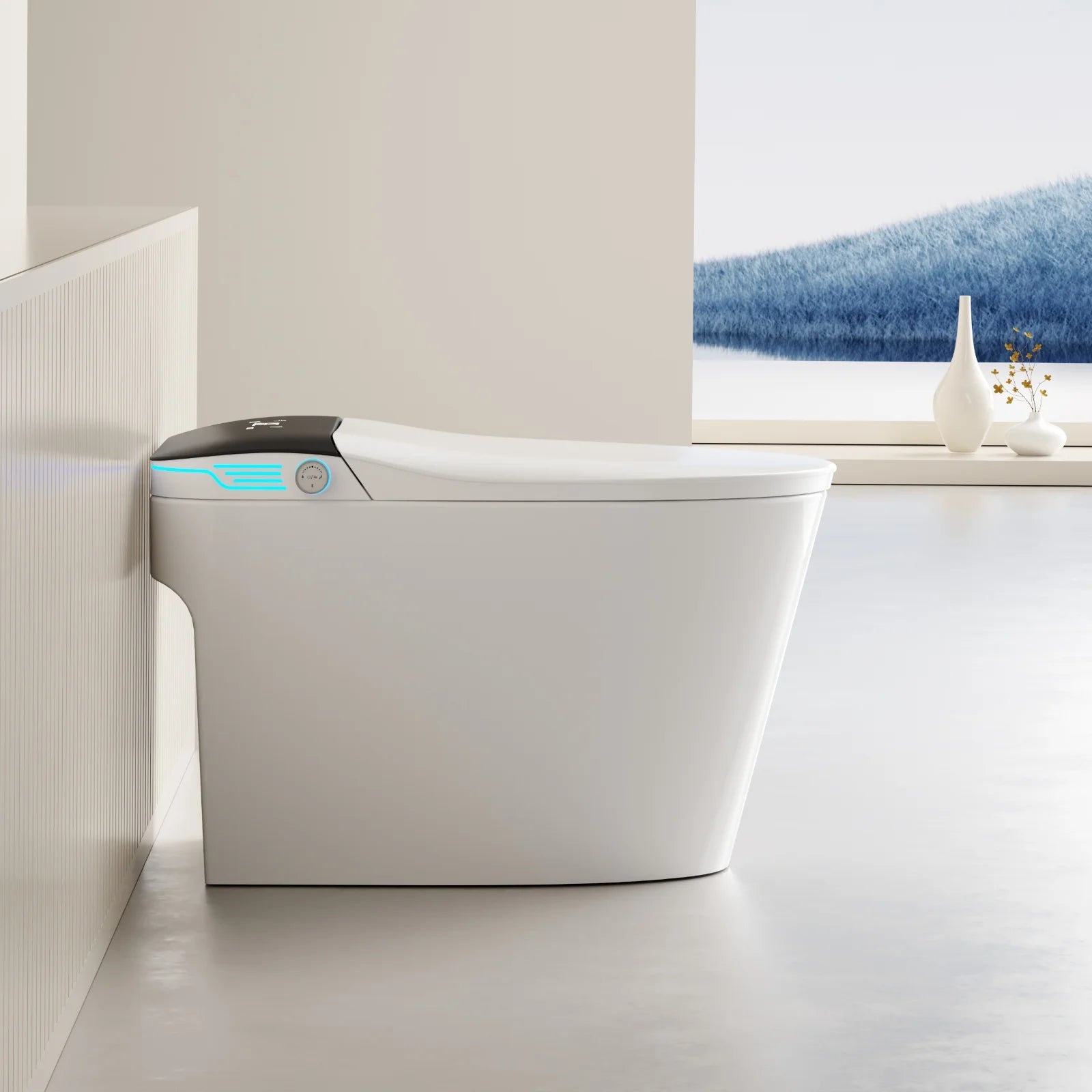 Smart Toilet with Voice Control, Heated Bidet Seat, Auto Open & Close, Warm Water Dryer, 1.28 GPF, White