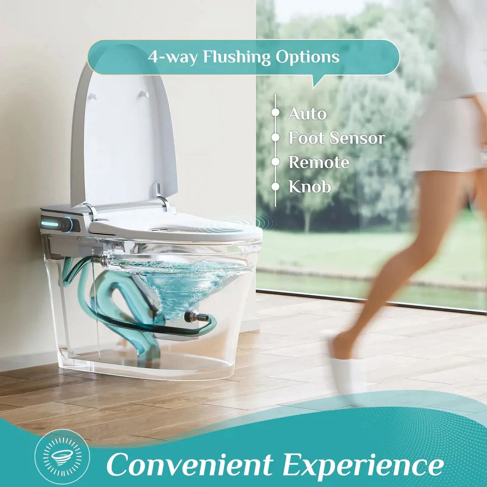 HOROW Smart Bidet Toilet 10'' Rough In with Auto open/close lid night light LED Display Off-Seat Flushing Heating Air Drying Warm Water