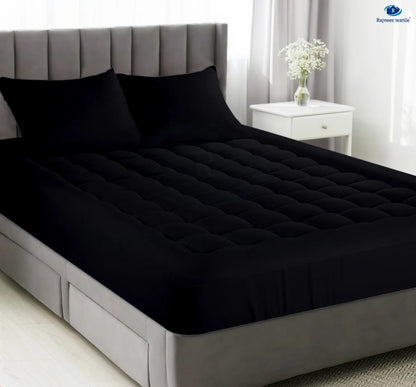 Twin Size- 1 Piece 800 GSM Down Alternative 3 Inch Thick Upto 15" Deep Pocket Fitted Mattress Topper Protector Extra Soft Comfortable Sleep for All Season- Twin(39X75 Inche), White