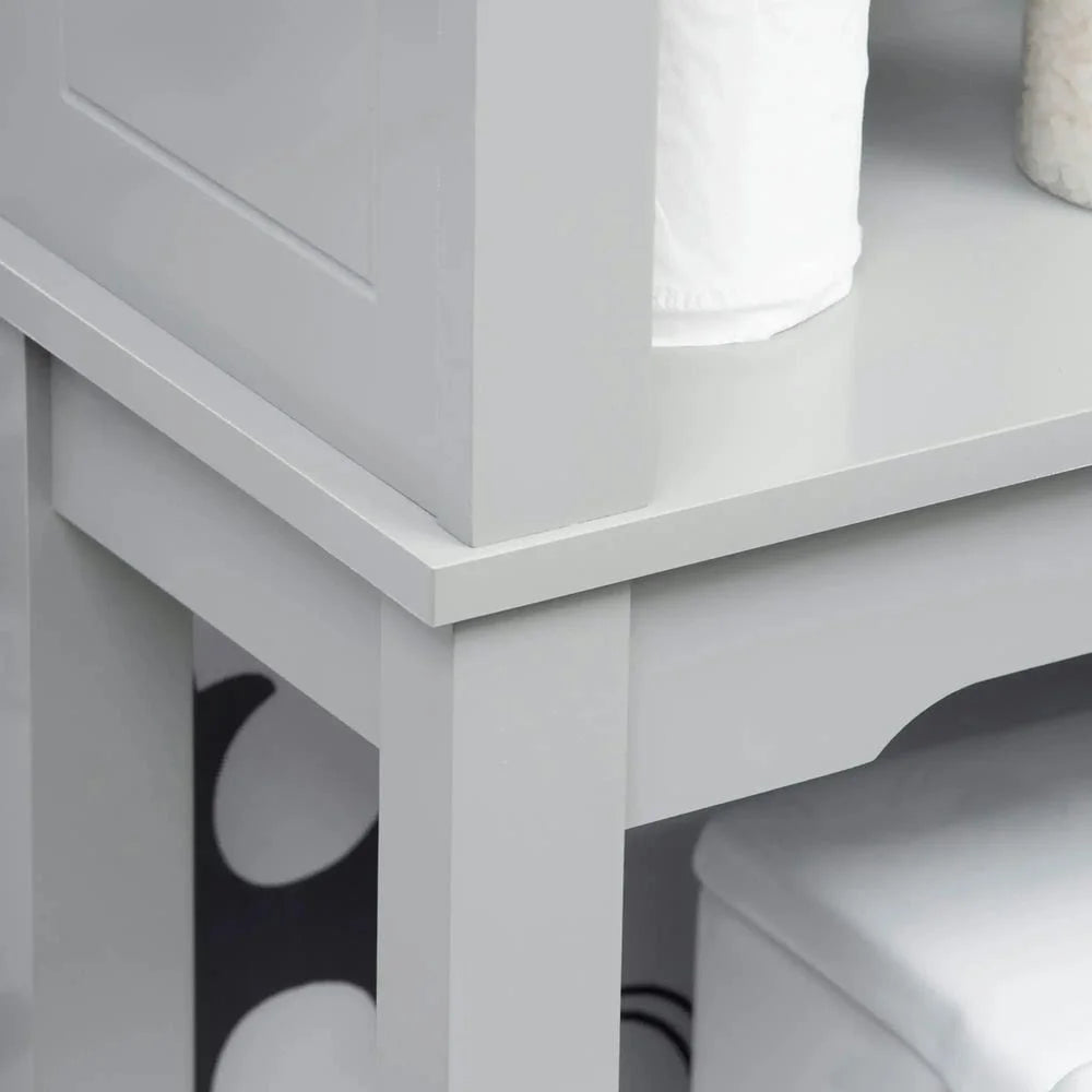 Kepooman Toilet Storage Cabinet, Toilet Organizer Cabinet,Modern Over The Toilet Storage Cabinet, Double Door Bathroom Organizer with Open Shelf, Grey