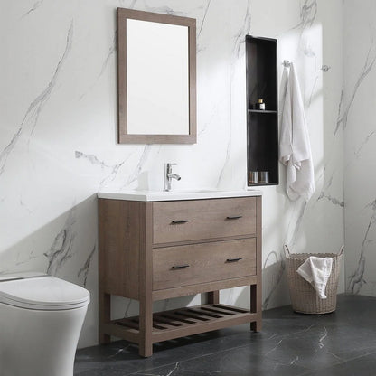 Wonline 32" PB Board Bathroom Vanity with Undermount Sink& Mirror