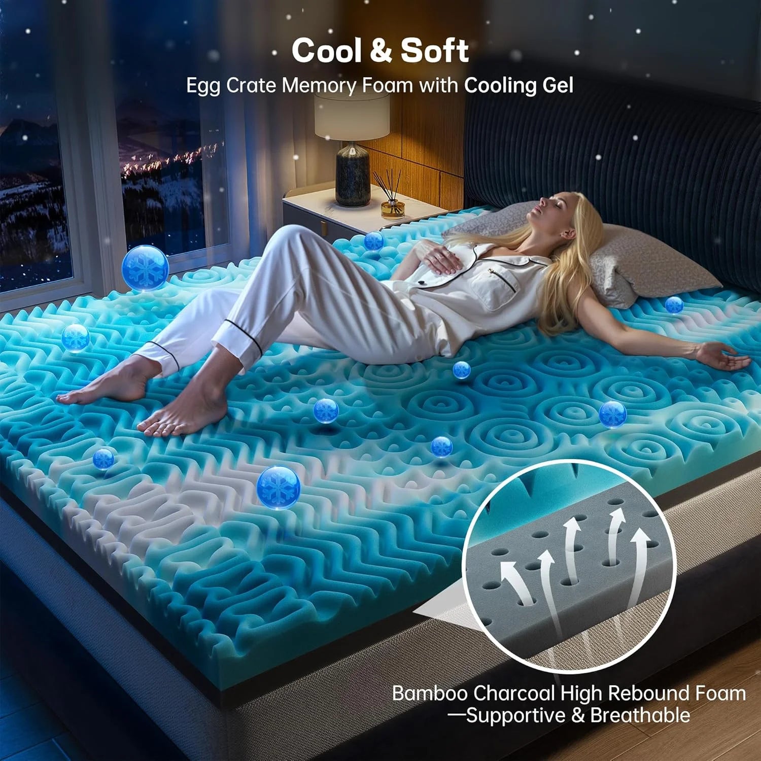 3 Inch Memory Foam Mattress Topper, 7-Zone Twin Mattress Topper with Cooling Gel, CertiPUR-US Certified for Pressure Relief & Enhanced Sleep Comfort