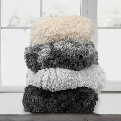 PAVILIA Soft Fluffy Faux Fur Bed Blanket, King, Cream Beige, Shaggy Furry Warm Sherpa Blanket Fleece Throw for Sofa, Couch, Decorative Fuzzy Plush Comfy Thick Throw Blanket, 90x108