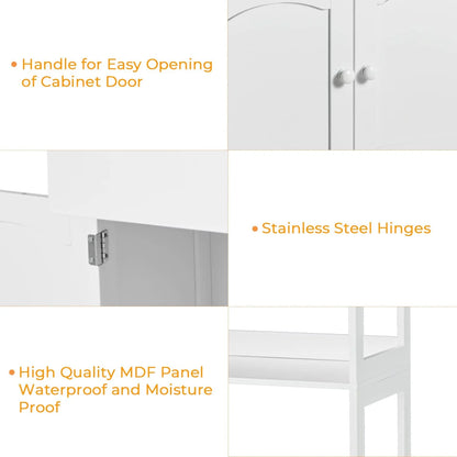 Kitchen Sideboard Pantry Cabinet Tall Freestanding Storage Cabinets with Shelves and Drawer for Bathroom Home Office, White