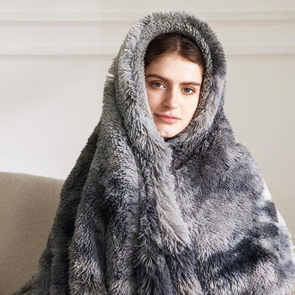 Bedsure Faux Fur Throw Blankets Grey - Tie-Dye Fuzzy Fluffy Super Soft Furry Plush Decorative Comfy Shag Thick Sherpa Shaggy