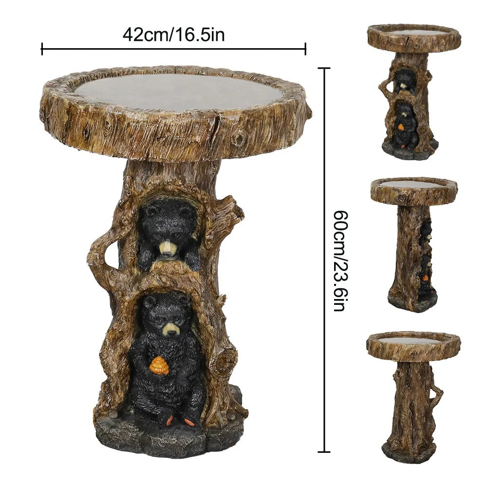 23.6° Tall Resin Outdoor Bird Baths for Garden - Outdoor Standing Birdbath with Bear Statue, Pedestal Birdbaths for Outdoors, Garden, Patio, Lawn, Backyard