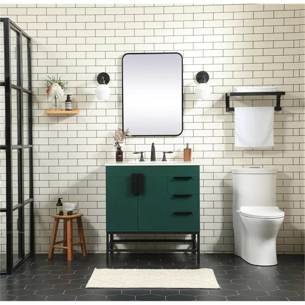 Elegant Kitchen and Bath 32 Inch Single Bathroom Vanity In Green