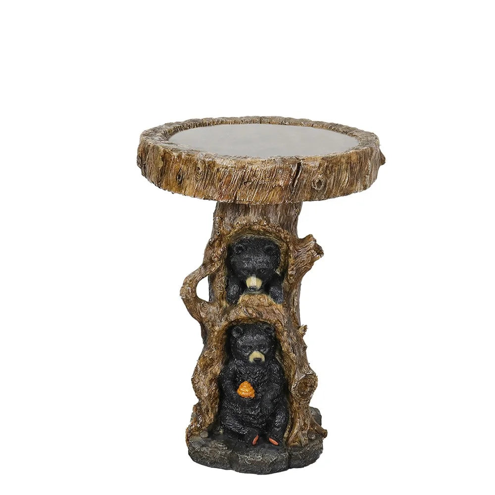 23.6° Tall Resin Outdoor Bird Baths for Garden - Outdoor Standing Birdbath with Bear Statue, Pedestal Birdbaths for Outdoors, Garden, Patio, Lawn, Backyard
