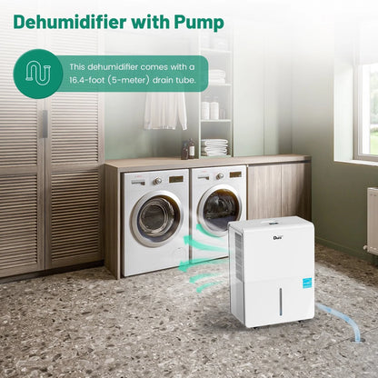 DuraComfort Dehumidifier for Bathroom Basement with Pump ,50 Pints with WIFI,up to 4,500 Sq.ft,White