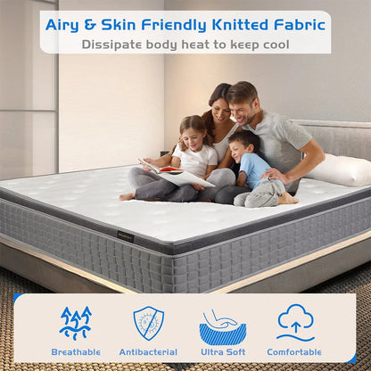 MICOOLS 12" Gel Memory Foam Spring Hybrid Mattress in a Box,Twin Mattress