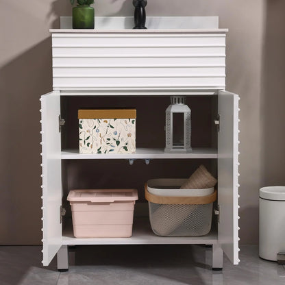 PROHIKER 29.1" Bathroom Vanity with Sink, Modern Bathroom Vanity Cabinet, Freestanding Bathroom Sink Cabinet with 1 Soft-Close Door and Metal Handle