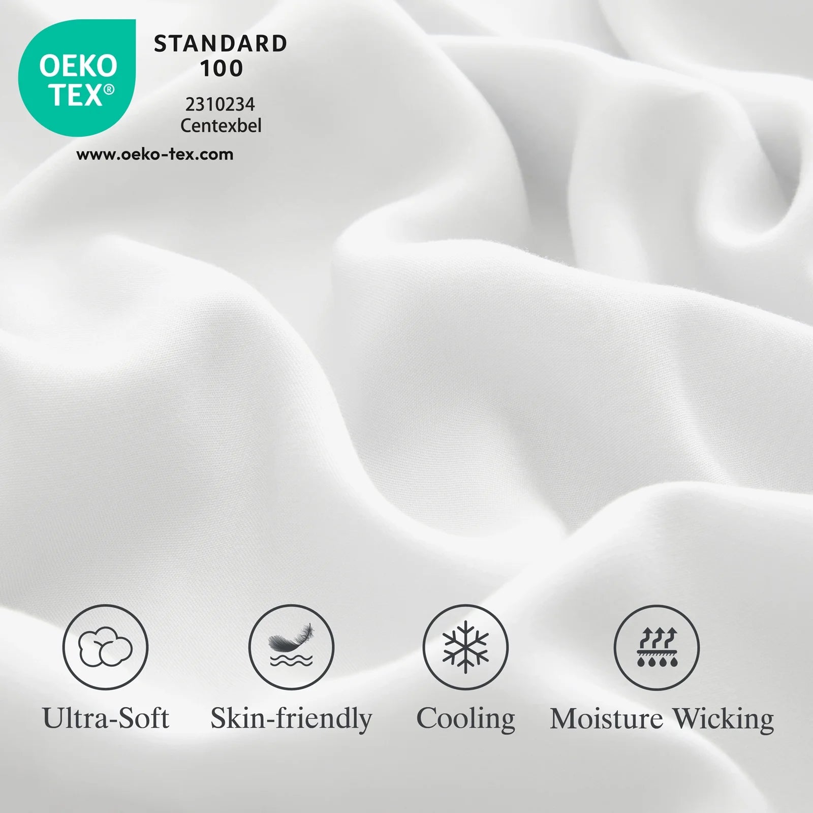 Lidoloka Luxury Lyocell Bed Sheets Set 4Pcs Queen Size for Adult,Cool& Soft,16" Deep Pocket,White