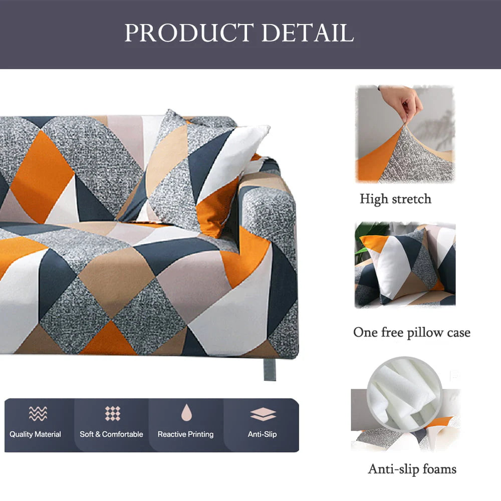 NEWEEN Sofa Cover High Stretch Elastic Fabric 1 2 3 Seater Sofa Slipcover Chair Loveseat Couch Cover Polyester Spandex Furniture Protector Cover with 1 Pillowcase (1 Seater, Checkerboard)