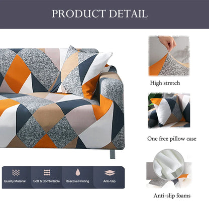 NEWEEN Sofa Cover High Stretch Elastic Fabric 1 2 3 Seater Sofa Slipcover Chair Loveseat Couch Cover Polyester Spandex Furniture Protector Cover with 1 Pillowcase (1 Seater, Checkerboard)