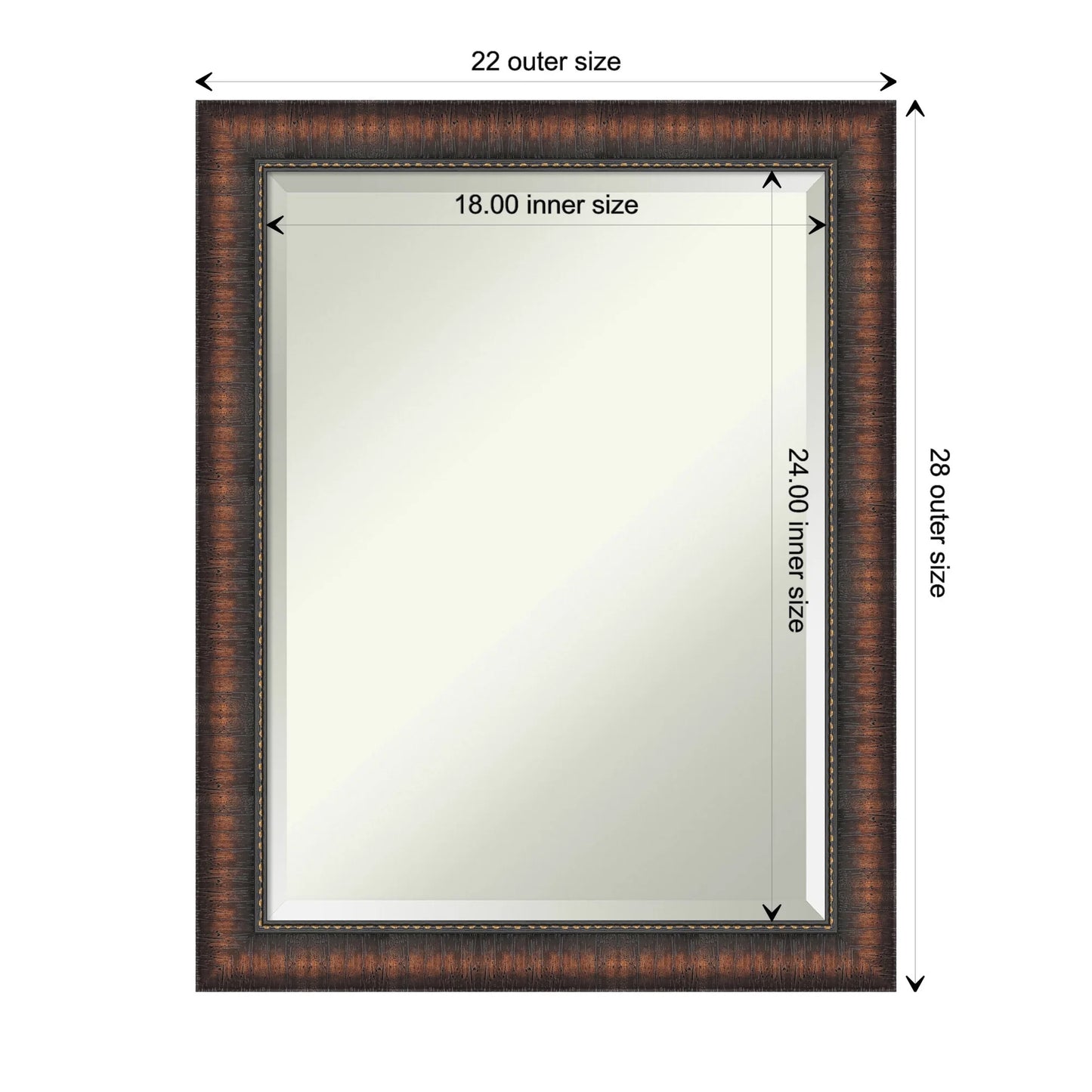 Amanti Art Caleb Brown Beveled Bathroom Wall Mirror