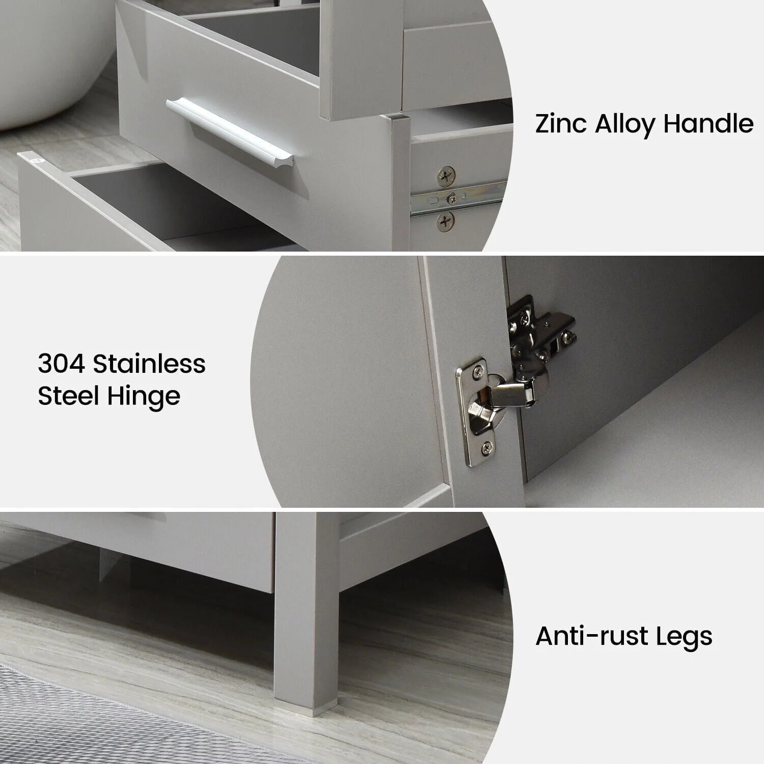 FULLWATT 24 in Bathroom Cabinet Storage Pop up Drain New (Sink Not Included)