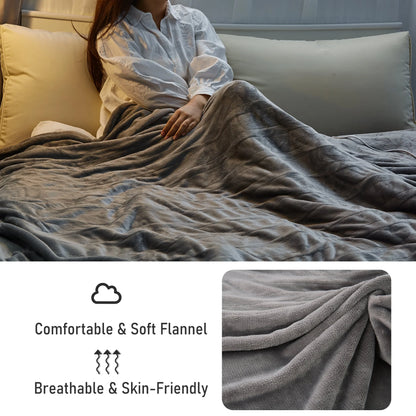 MARNUR Electric Heated Blanket Twin Size 62" x 84" with 4 Heating Levels, 10H Auto-off, Machine Washable - Gray