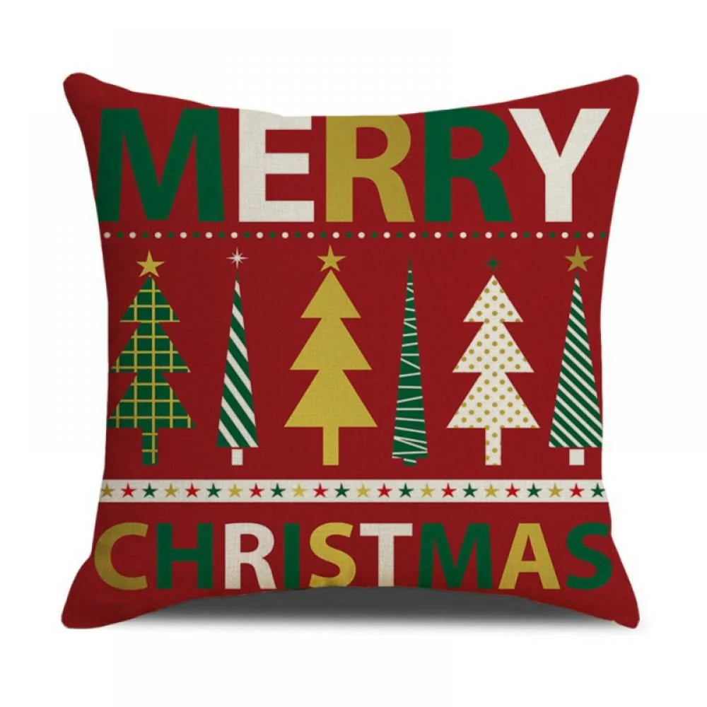 Christmas Pillow Covers 18x18 Set of 4, Red Pillow Covers Winter Rustic Linen Christmas Throw Pillows, Outdoor Decorative Farmhouse Holiday Pillow Cases for Home Sofa Couch Christmas Decorations