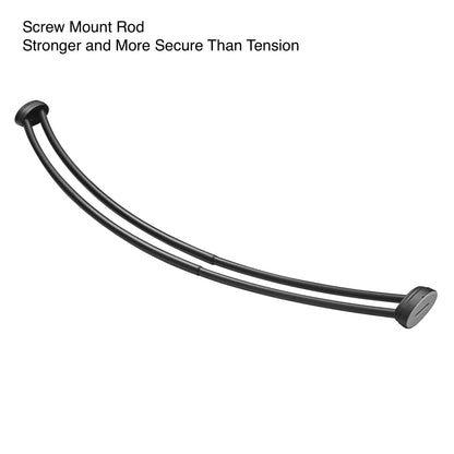 Utopia Alley Rustproof Wall Mounted Aluminum Double Curved Shower Curtain Rod, Screw Mount Rod, Secure Than Tension, Adjustable Shower Rod from 45" to 72", Includes shower liner & hooks (Black)