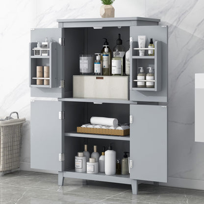 Bellemave Bathroom Floor Storage Cabinet with 4 Doors and Adjustable Shelf Freestanding Cabinet Multifunctional Small Storage Organizer for Living Room 23.6°?x 11.8°?x 43.3°?(White, 4 Doors)