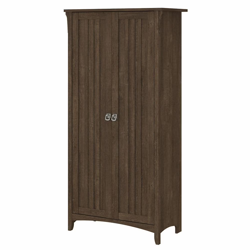 Salinas Bathroom Storage Cabinet with Doors in White/Shiplap - Engineered Wood