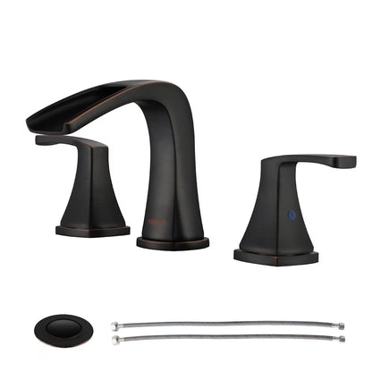 PARLOS Waterfall Widespread Two Handles Bathroom Sink Faucet , Polished Chrome