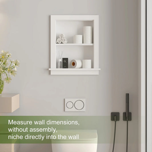 Hironpal White 2-Tier Recessed 15x18 Wall Niche Medicine Cabinet Replacement, in The Wall Bathroom Cabinet Insert Shelf/Shelves