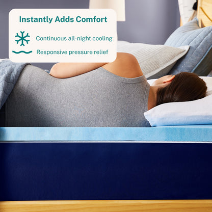 Sleep Innovations 2 Inch Gel Memory Foam Mattress Topper, King, Cool Comfort