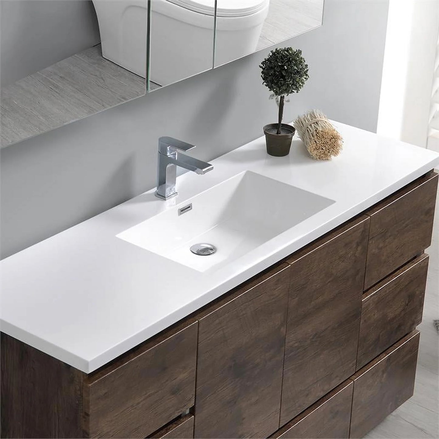 Fresca Lazzaro 60" Rosewood Free Standing Modern Bathroom Cabinet w/Integrated Single Sink