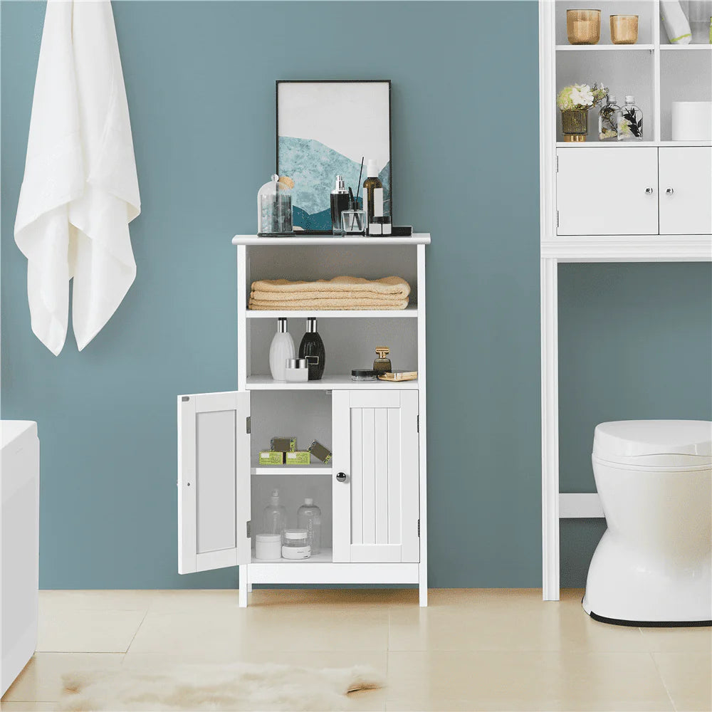 SMILE MART 5-Tier Wooden Bathroom Floor Cabinet, White