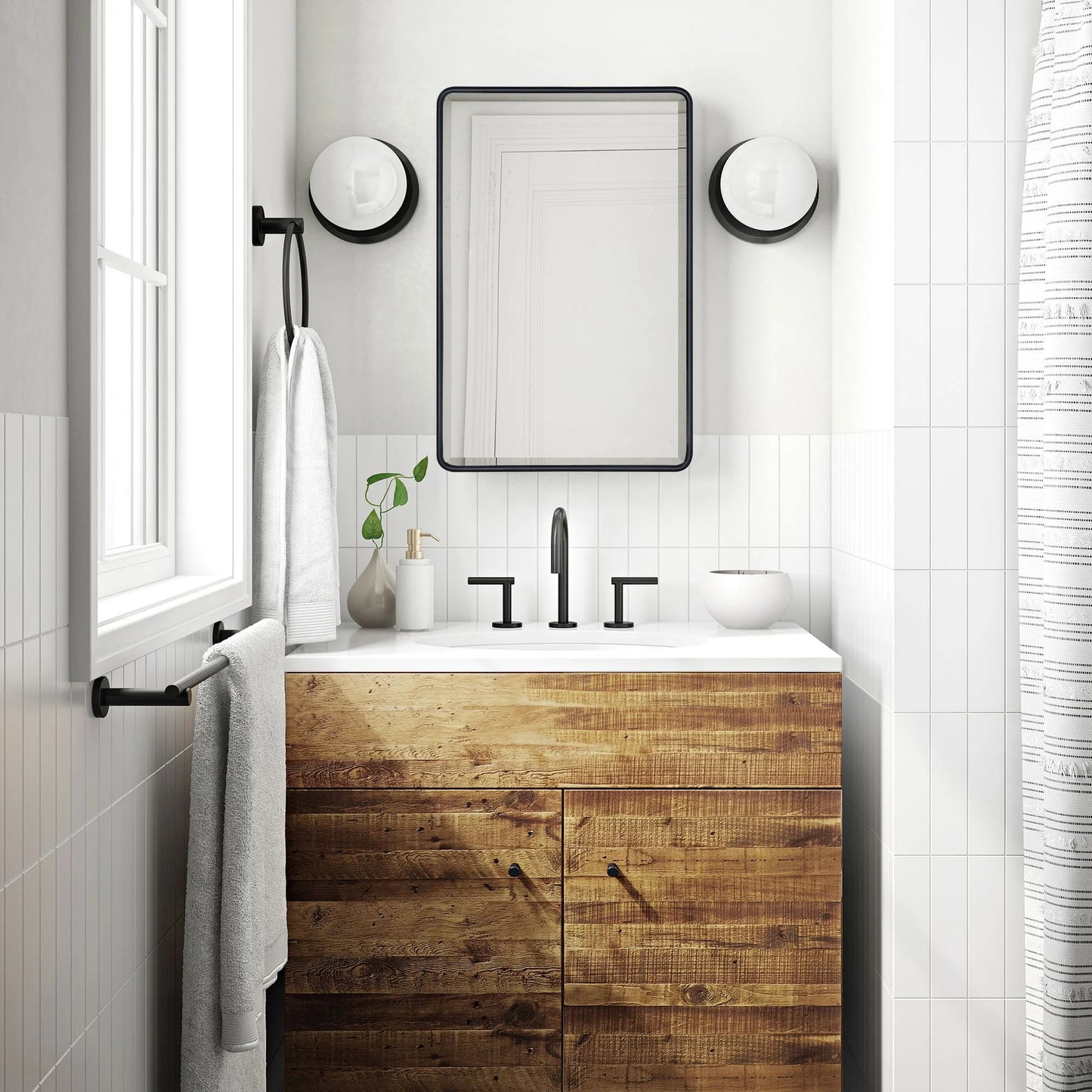 TEHOME Eldee Rectangle Metal Framed Bathroom Medicine Cabinet 16x24 - Black