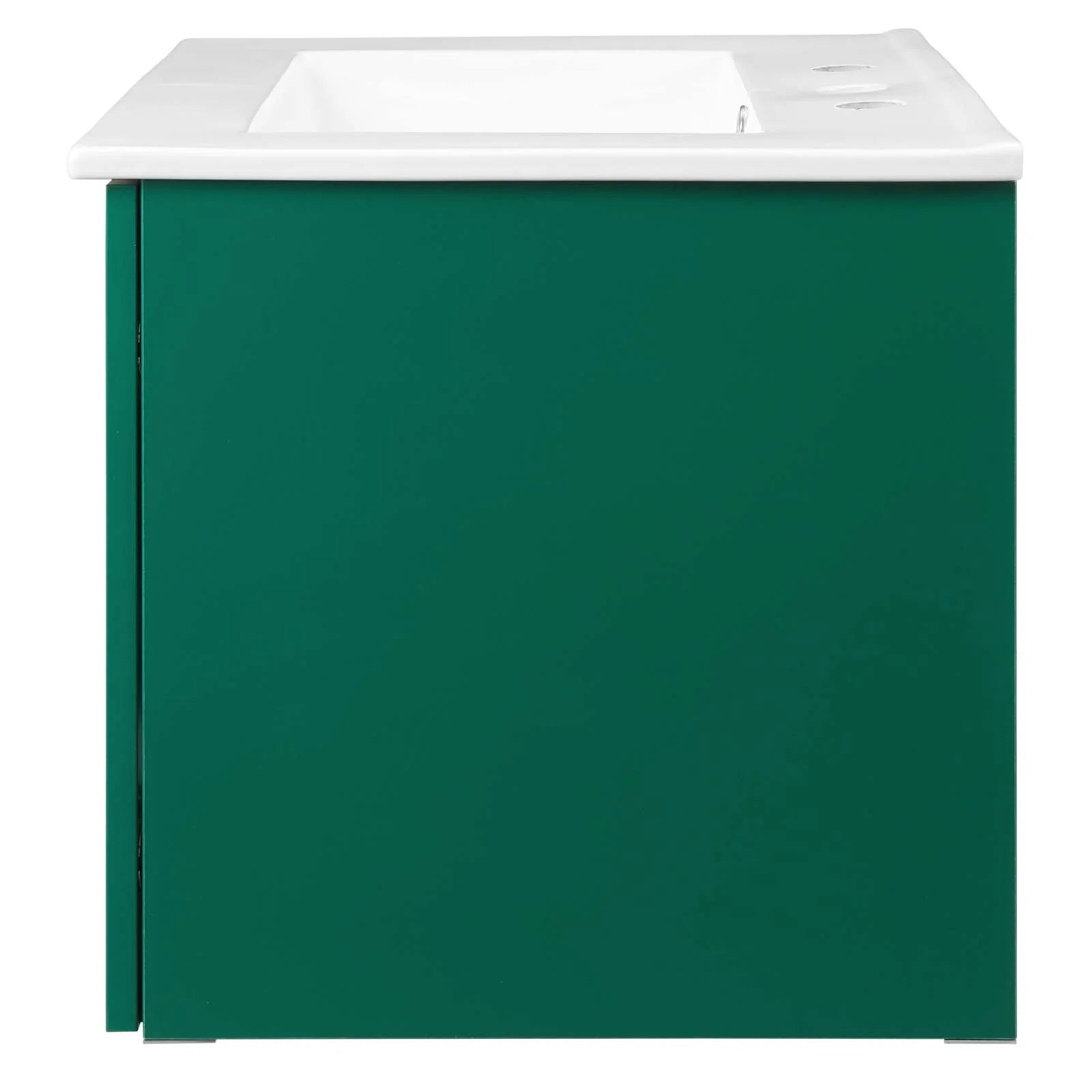 Sink Vanity Cabinet, Wall Mounted, Melamine, Green White, Modern Contemporary Urban Design, Hotel Bedroom Bathroom Master Suite Guest
