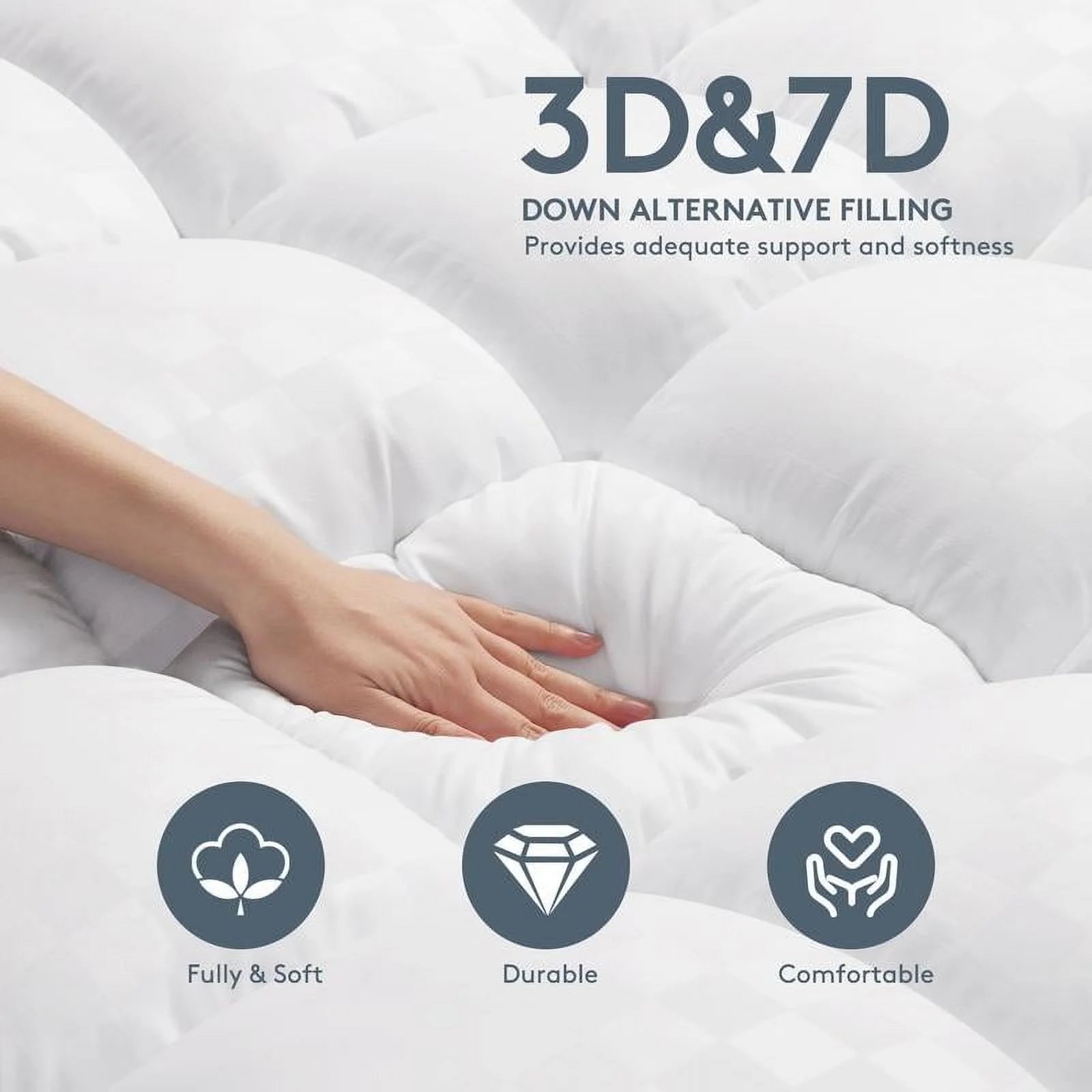 Longqi Extra Thick Mattress 1000 GSM Topper, Down Alternative Overfill Plush Mattress Pad, Cooling Pillow Top with 8-21Inch Deep Pocket